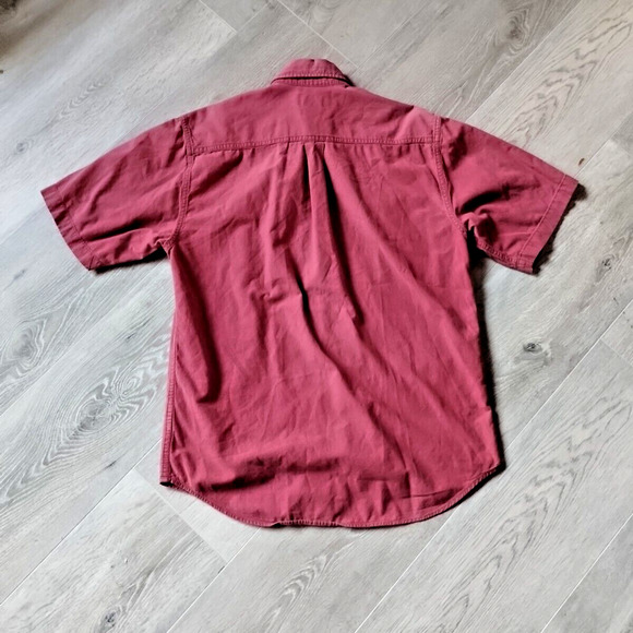 Carhartt Button Down Shirt Mens M Red Short Sleeve Workwear Cotton 2 Pockets - Picture 8 of 9